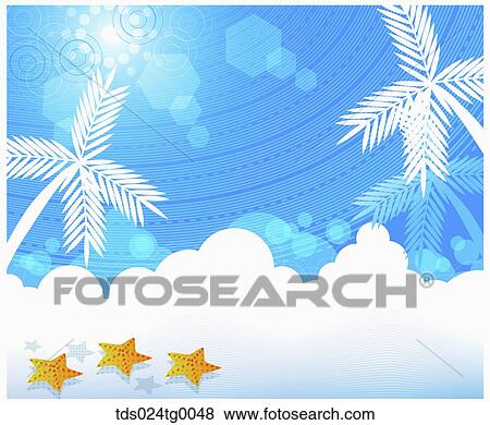 palm trees in backdrop View Large Illustration Stock Illustration - palm trees in backdrop. Fotosearch