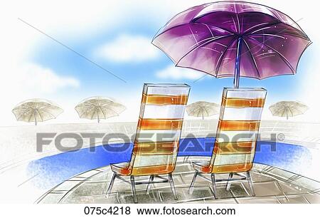 parasol by the pool View Large Illustration Stock Illustration - parasol by the pool. Fotosearch
