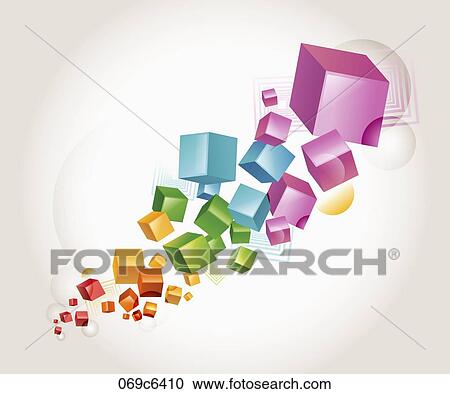 Clipart - patterned three dimensions cubes. Fotosearch