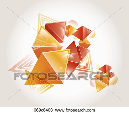 Drawing - patterned three dimensions triangles. Fotosearch