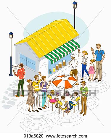 people ordering something at the cafeteria View Large Illustration Clipart - people ordering something at the cafeteria. Fotosearch