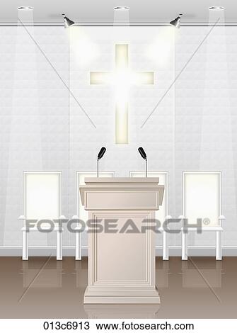 Drawing - platforms in church. Fotosearch