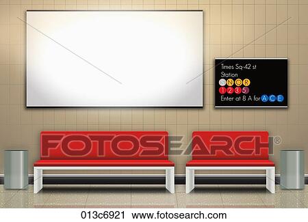 Clip Art - platfrom in subway station. Fotosearch