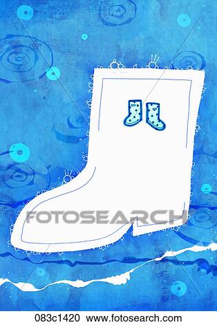 rainboots and blue sea View Large Illustration Clipart - rainboots and blue sea. Fotosearch