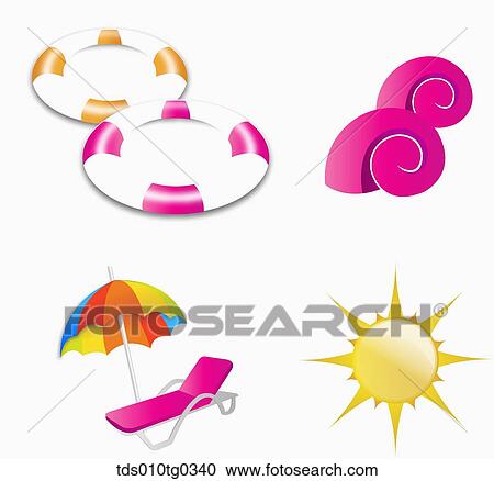 summer icons View Large Illustration Clipart - summer icons. Fotosearch