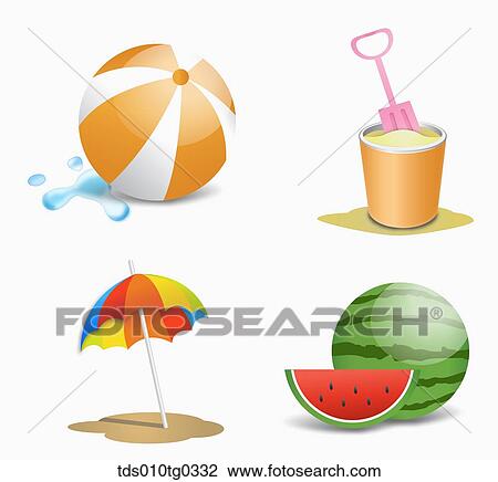 Drawing - summer icons. Fotosearch