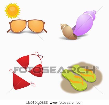 summer icons View Large Illustration Drawing - summer icons. Fotosearch