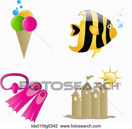 Drawing - summer icons. Fotosearch