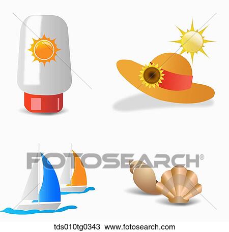 summer icons View Large Illustration Drawing - summer icons. Fotosearch