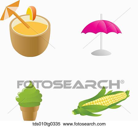 summer icons View Large Illustration Stock Illustration - summer icons. Fotosearch