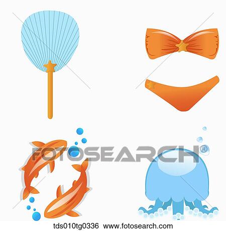 summer icons View Large Illustration Stock Illustration - summer icons. Fotosearch