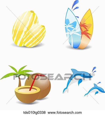 summer icons View Large Illustration Stock Illustration - summer icons. Fotosearch
