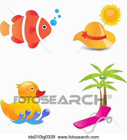 summer icons View Large Illustration Stock Illustration - summer icons. Fotosearch