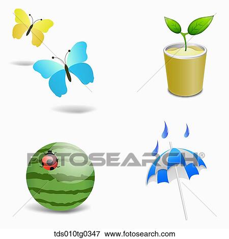 summer icons View Large Illustration Stock Illustration - summer icons. Fotosearch
