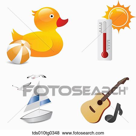 summer icons View Large Illustration Stock Illustration - summer icons. Fotosearch