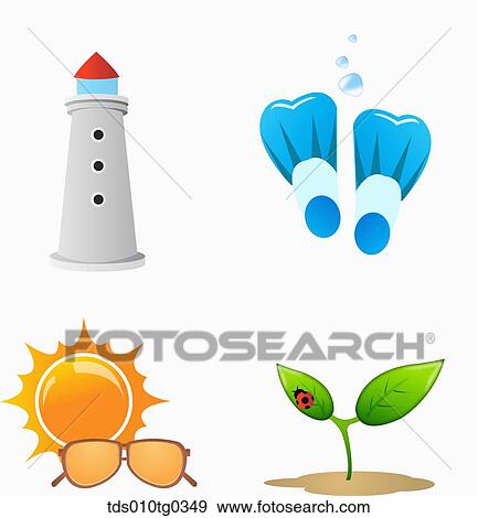 summer icons View Large Illustration Stock Illustration - summer icons. Fotosearch