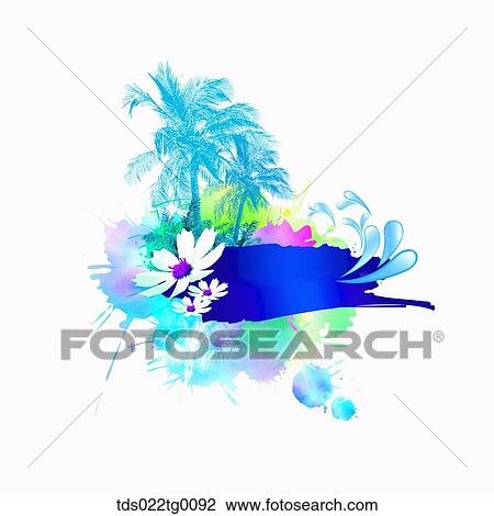 Drawing - summer illustration in loud colour. Fotosearch
