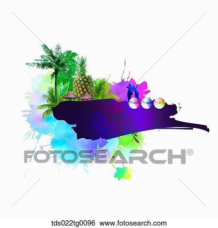 Stock Illustration - summer illustration in loud colour. Fotosearch