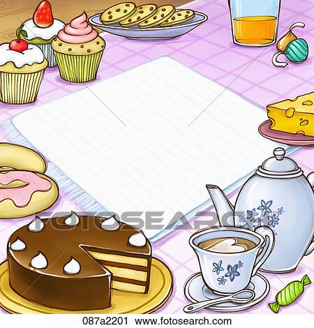 sweets and tea View Large Illustration Clip Art - sweets and tea. Fotosearch