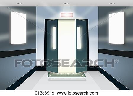 Stock Illustration - swing door in emergency room. Fotosearch
