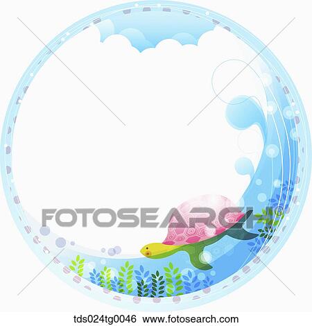 turtle swimming backdrop View Large Illustration Stock Illustration - turtle swimming backdrop. Fotosearch