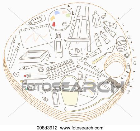 Drawing - various art goods. Fotosearch