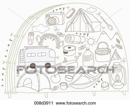 Clip Art - various goods of camping. Fotosearch