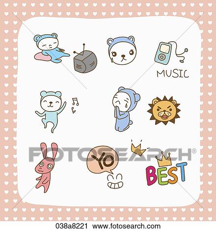 Clip Art - various types of illustration in stickers. Fotosearch