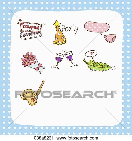 Clip Art - various types of illustration in stickers. Fotosearch