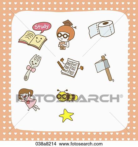 Stock Illustration - various types of illustration in stickers. Fotosearch