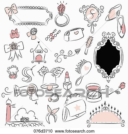 Clipart - various types of life goods in illustration. Fotosearch