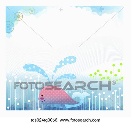 whale swimming backdrop View Large Illustration Stock Illustration - whale swimming backdrop. Fotosearch
