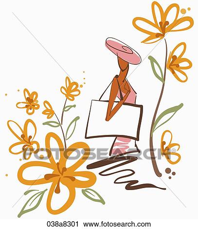 woman goes shopping View Large Illustration Clip Art - woman goes shopping. Fotosearch