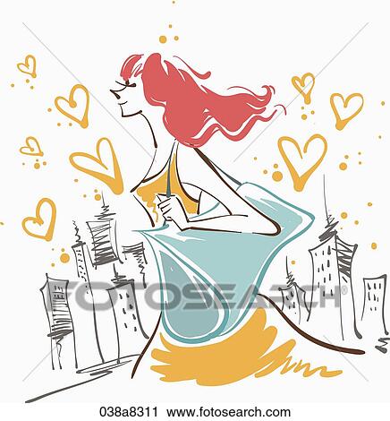 Clip Art - woman goes shopping. Fotosearch