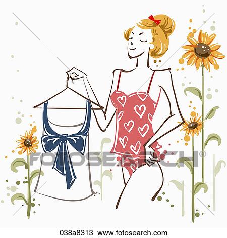 woman goes shopping View Large Illustration Drawing - woman goes shopping. Fotosearch