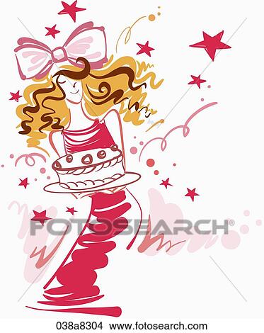 Stock Illustration - woman has party. Fotosearch