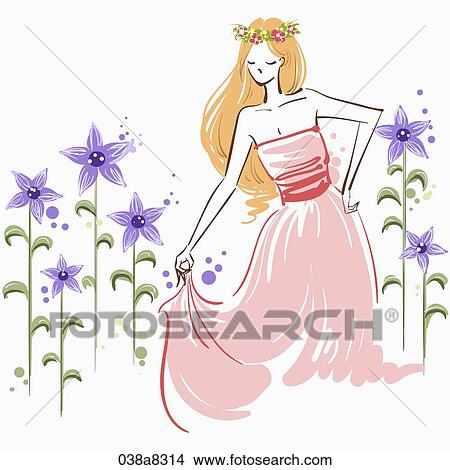 Stock Illustration - woman wearing dress. Fotosearch