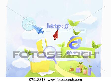 Drawing - worldwide internet business. Fotosearch