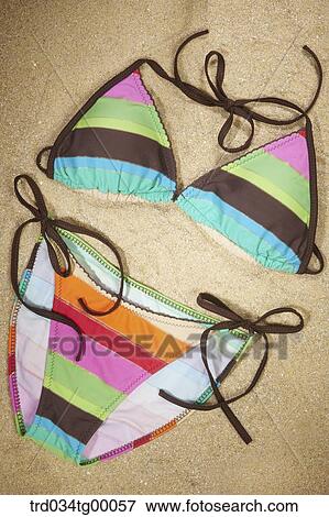 bikini on the sand View Large Photo Image Stock Photo - bikini on the sand. Fotosearch