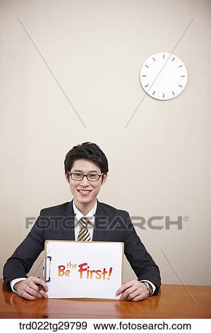 man holding message board View Large Photo Image Stock Photo - man holding message board. Fotosearch