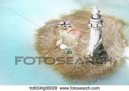 Stock Photo - props of summer on the sand. Fotosearch
