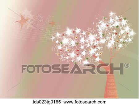 星 木 で 赤 と 緑 背景 イラスト Tds023tg0165 Fotosearch