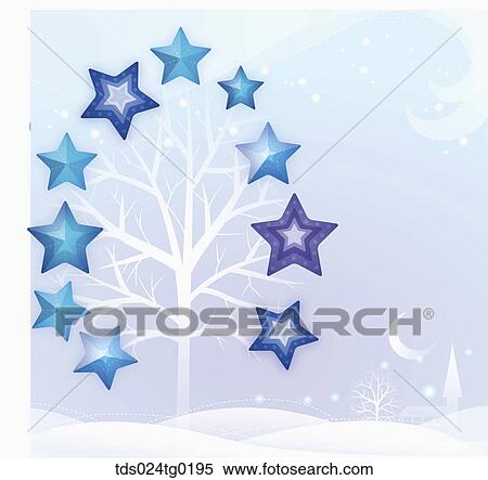 青い星 木 で 冬 背景 イラスト Tds024tg0195 Fotosearch