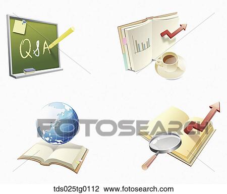 A Black board written Q&A with books and arrow signs View Large Illustration Drawing - A Black board written Q&A with books and arrow signs. Fotosearch