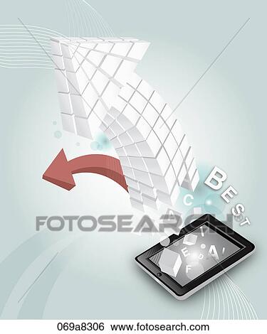 Stock Illustration - best and arrows coming out from tablet PC. Fotosearch