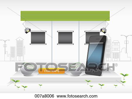 Stock Illustration - black lights and boards with cell phone. Fotosearch