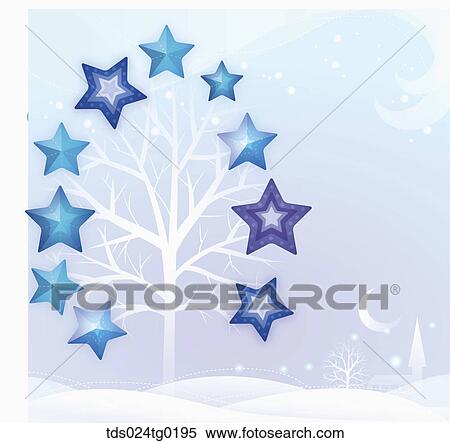 blue star tree with winter background View Large Illustration Stock Illustration - blue star tree with winter background. Fotosearch
