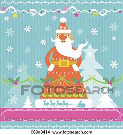 Christmas with santa with blue winter background View Large Illustration Stock Illustration - Christmas with santa with blue winter background. Fotosearch