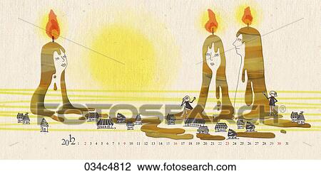 December calendar with lighting candle women in 2012 View Large Illustration Drawing - December calendar with lighting candle women in 2012. Fotosearch