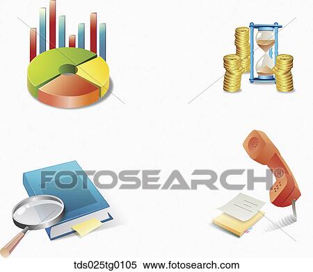 graphs with a receiver, coins and a book View Large Illustration Stock Illustration - graphs with a receiver, coins and a book. Fotosearch